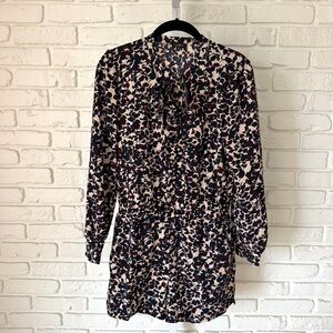Ann Taylor LOFT Floral Tie-Neck Long Sleeve Romper | Size 00